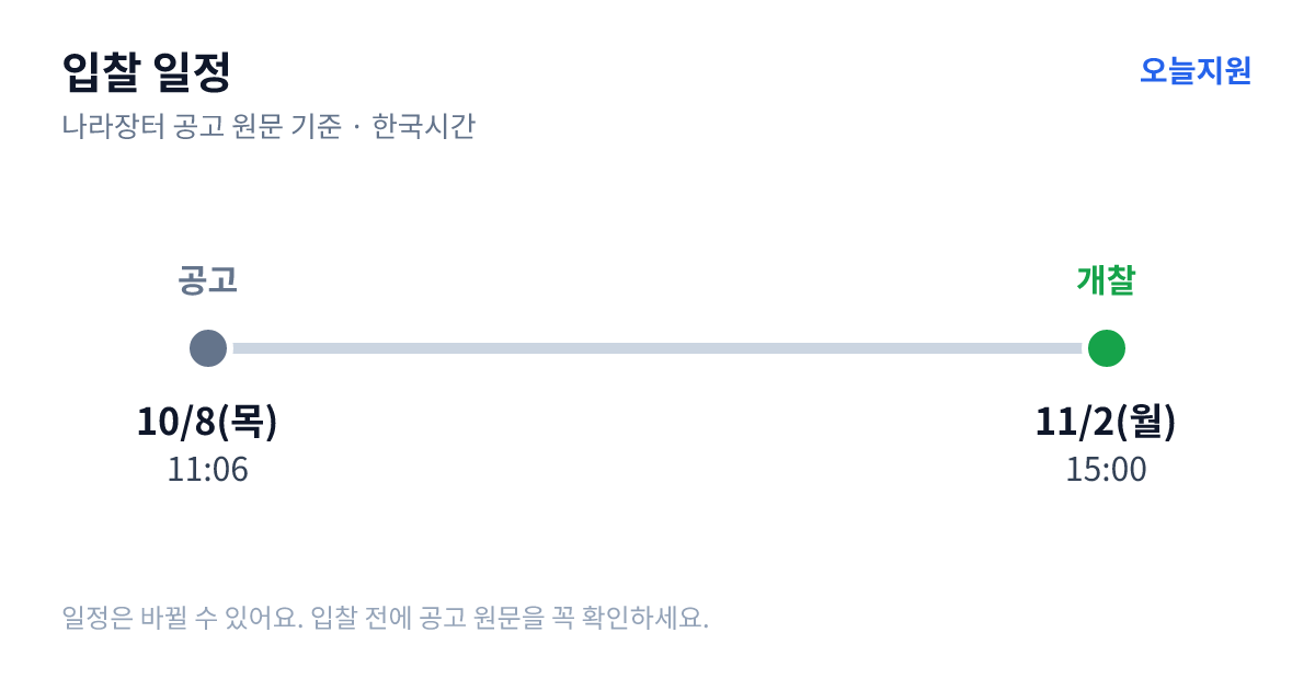 의성군농업근로자기숙사건립 기본 및 실시설계 용역(제안공모) 입찰 일정 — 공고 10월 8일(목) 11:06, 개찰 11월 2일(월) 15:00