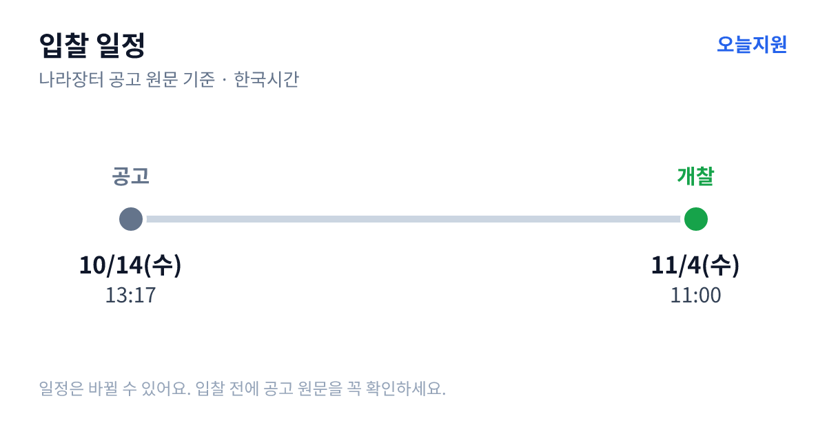 2026 비양도 친환경프로그램 행사 기획 및 운영 입찰 일정 — 공고 10월 14일(수) 13:17, 개찰 11월 4일(수) 11:00