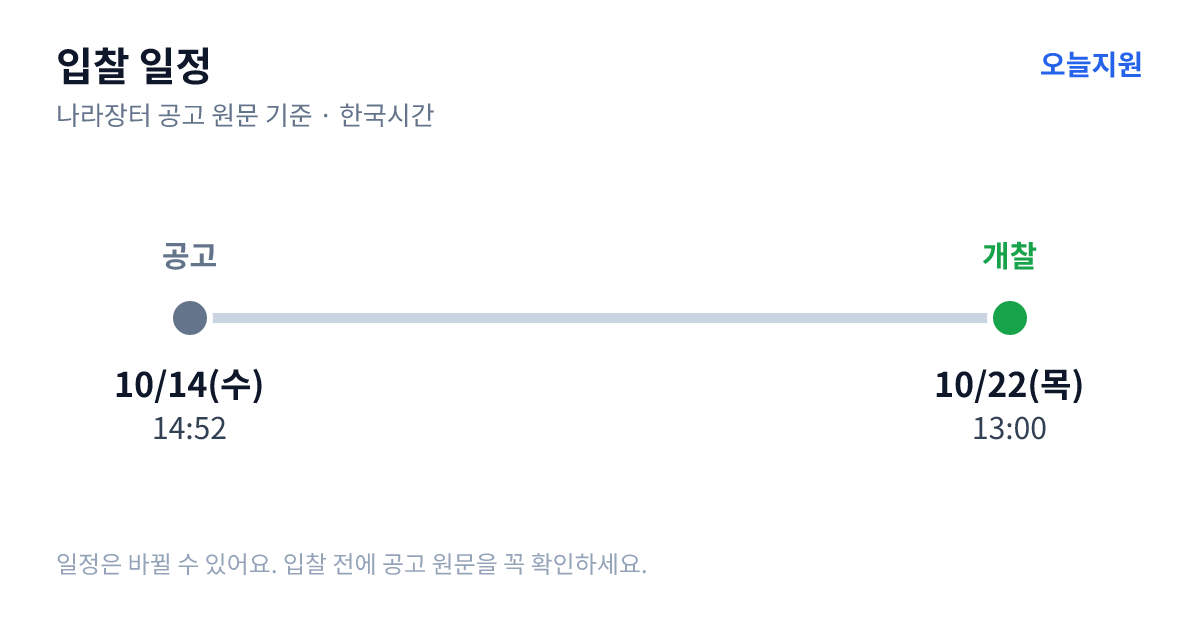 [의료기기]  32CH IOM SYSTEM  1SET 입찰 일정 — 공고 10월 14일(수) 14:52, 개찰 10월 22일(목) 13:00