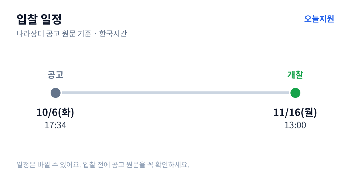2027년 유성구남부노인복지관 식자재 납품 업체 입찰공고 입찰 일정 — 공고 10월 6일(화) 17:34, 개찰 11월 16일(월) 13:00